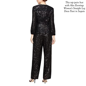 Alex Evenings womens Straight Leg (Petite Regular Plus Sizes) Dress Pants, Black Sequin, Small US
