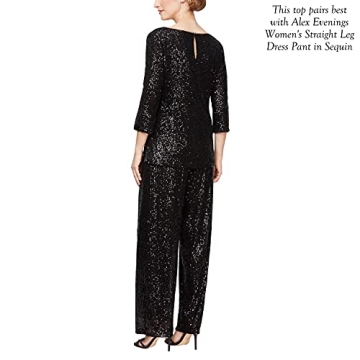 Alex Evenings womens Straight Leg (Petite Regular Plus Sizes) Dress Pants, Black Sequin, Small US