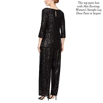 Alex Evenings womens Straight Leg (Petite Regular Plus Sizes) Dress Pants, Black Sequin, Small US