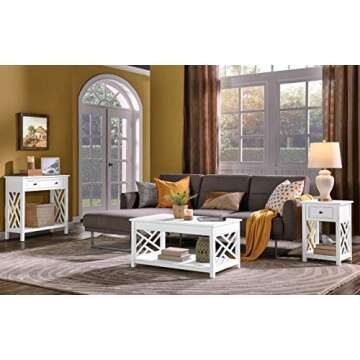 Coventry 36 in. W Solid Wood Coffee Table, Traditional to Modern Design, Open-Detailing Accent Furni...