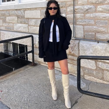 Lovee Cosee White Knee High Chunky Heels for Women