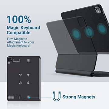 PITAKA Magnetic Case & Multi-Folio for iPad Pro 11 4th/3rd Gen (2022/2021), Magic Keyboard Compatible Case and Multi-fold Folio with Hidden Magnetic Apple Pencil Holder - Black