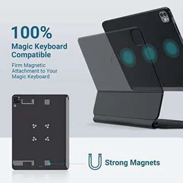 PITAKA Magnetic Case & Multi-Folio for iPad Pro 11 4th/3rd Gen (2022/2021), Magic Keyboard Compatible Case and Multi-fold Folio with Hidden Magnetic Apple Pencil Holder - Black