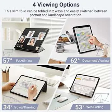 PITAKA Magnetic Case & Multi-Folio for iPad Pro 11 4th/3rd Gen (2022/2021), Magic Keyboard Compatible Case and Multi-fold Folio with Hidden Magnetic Apple Pencil Holder - Black