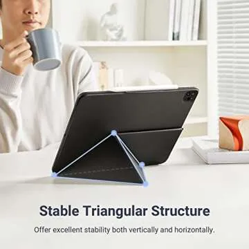 PITAKA Magnetic Case & Multi-Folio for iPad Pro 11 4th/3rd Gen (2022/2021), Magic Keyboard Compatible Case and Multi-fold Folio with Hidden Magnetic Apple Pencil Holder - Black