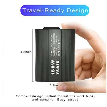 YSOLX 150W Power Inverter DC 12V to 110V AC Converter Car Plug Adapter Outlet Charger for Laptop Computer