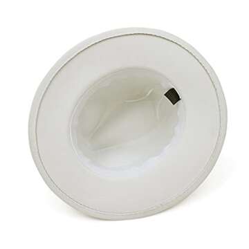 EOZY Women's Vintage Pearl Band Fedora Hat Trendy Wide Brim Trilby Panama Hat/White