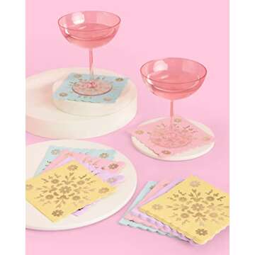 xo, Fetti Pastel China Napkins - 24 pack, 5" | Birthday Party Decorations, Bachelorette Garden Party, Easter Party, Cool Cake Plates, Tea Partea