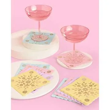 xo, Fetti Pastel China Napkins - 24 pack, 5" | Birthday Party Decorations, Bachelorette Garden Party, Easter Party, Cool Cake Plates, Tea Partea