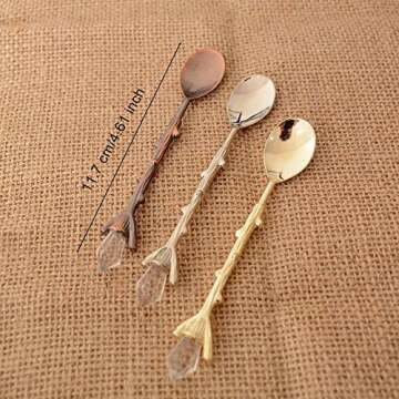GOOTRADES 4 Pack Gold Retro Palace Carved Coffee Spoon Tea Spoon,Mini Ice Cream Scoop 4.6''
