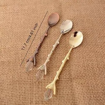 GOOTRADES 4 Pack Gold Retro Palace Carved Coffee Spoon Tea Spoon,Mini Ice Cream Scoop 4.6''