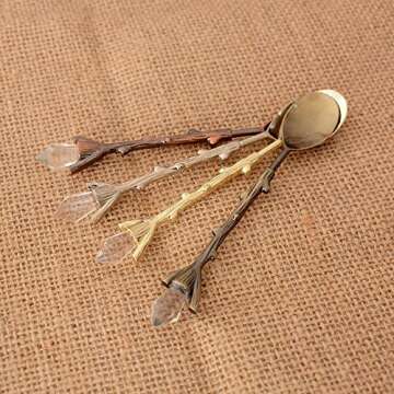 GOOTRADES 4 Pack Gold Retro Palace Carved Coffee Spoon Tea Spoon,Mini Ice Cream Scoop 4.6''