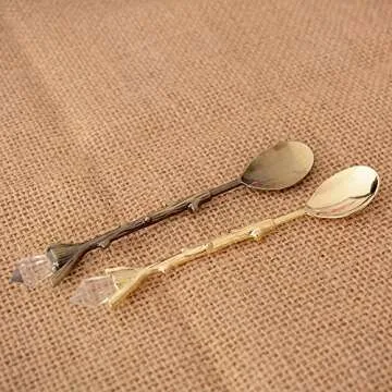 GOOTRADES 4 Pack Gold Retro Palace Carved Coffee Spoon Tea Spoon,Mini Ice Cream Scoop 4.6''