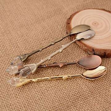 GOOTRADES 4 Pack Gold Retro Palace Carved Coffee Spoon Tea Spoon,Mini Ice Cream Scoop 4.6''