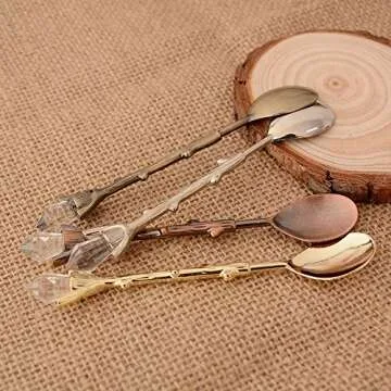 GOOTRADES 4 Pack Gold Retro Palace Carved Coffee Spoon Tea Spoon,Mini Ice Cream Scoop 4.6''