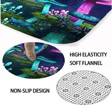 Dia Magico 4PCS Purple Teal Trippy Mushroom Shower Curtain Set, Starry Sky Galaxy Planet Boat River Enchanted Fantasy Plant Wonderland Fairy Tale Bathroom Decor Non-slip Bath Mat Toilet Rug, Jellyfish