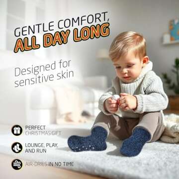 HOT FEET Toddler Warm Socks – 5/6 Pack Thermal Crew Winter Socks for Toddlers, Thick Insulated Snow Socks for Kids, 5 Marled Gripped (1)