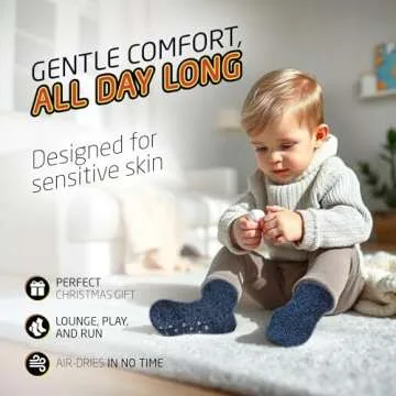 HOT FEET Toddler Warm Socks – 5/6 Pack Thermal Crew Winter Socks for Toddlers, Thick Insulated Snow Socks for Kids, 5 Marled Gripped (1)