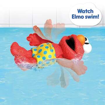 Sesame Street Swim and Splash 7-inch Elmo Wind Up Bath and Pool Toy, Kids Toys for Ages 2 Up by Just Play