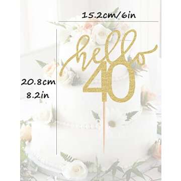 AHAORAY Hello 40 Cake Topper for Birthday & Anniversary
