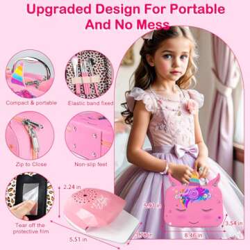 Kids Makeup Kit for Girl - 2 In 1 Kids Washable Makeup Toys & Nail Art Kit with Unicorn Cosmetic Case, Kids Play makeup for Girls, Real Girl Makeup Sets for Christmas Birthday Gifts Toys for 3-12 Year