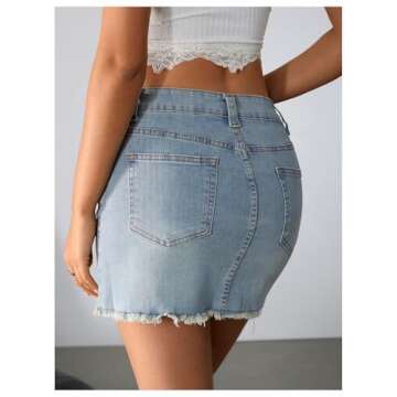 Milumia Women's Y2K Raw Hem Denim Mini Skirt High Waisted Bodycon Jean Skirts Blue Small