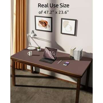 YSAGi Leather Desk Protector, Office Mat, Large Mouse Mat, Non-Slip PU Leather Blotter, Laptop Desk,...