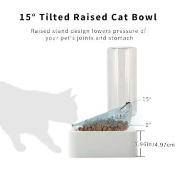 Marchul Tilted Cat Bowl Set for Food and Water, Food Feeding Raised Dishes for Puppies