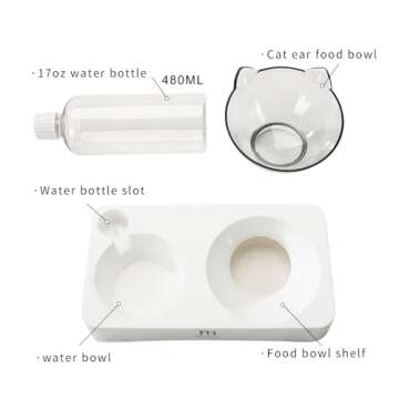 Marchul Tilted Cat Bowl Set for Food and Water, Food Feeding Raised Dishes for Puppies