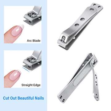 2 Pieces Nail Clipper Set - Stainless Steel Nail & Toenail Clippers for Thick Nails