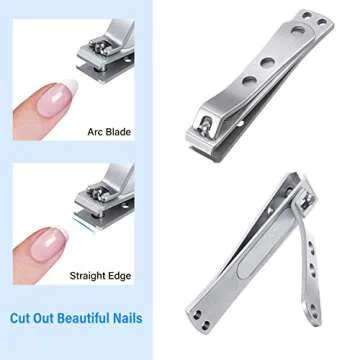 2 Pieces Nail Clipper Set - Stainless Steel Nail & Toenail Clippers for Thick Nails