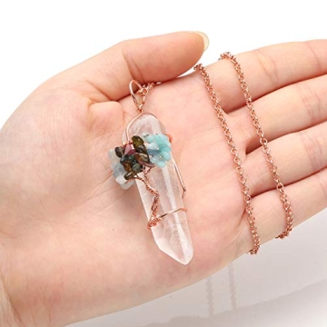 Jovivi Crystal Chakra Necklace for Healing and Balance