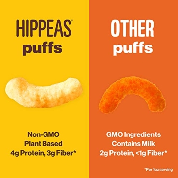 Hippeas Vegan Chickpea Puffs, 18 Pack, 3g Protein, Crunchy