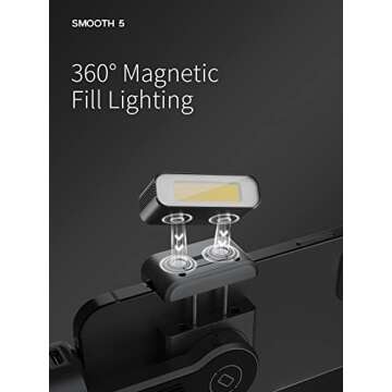 Zhiyun Smooth 5 Combo Phone Gimbal, 3-Axis Handheld Smartphone Stabilizer with Grip Tripod, Magnetic Fill Light, AI Face Tracking for iPhone Android FiLMiC Pro