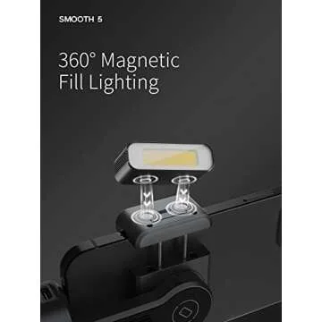 Zhiyun Smooth 5 Combo Phone Gimbal, 3-Axis Handheld Smartphone Stabilizer with Grip Tripod, Magnetic Fill Light, AI Face Tracking for iPhone Android FiLMiC Pro