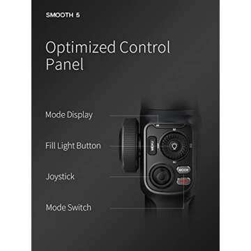 Zhiyun Smooth 5 Combo Phone Gimbal, 3-Axis Handheld Smartphone Stabilizer with Grip Tripod, Magnetic Fill Light, AI Face Tracking for iPhone Android FiLMiC Pro