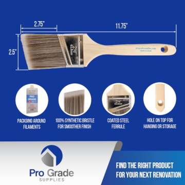 Pro Grade - Paint Brushes - 12Ea 2.5" Angle Brushes