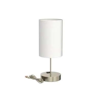 Set of 2 Touch Control Table Lamps with 2 USB Charging Ports&AC Outlet, 3-Way Dimmable Bedside Nightstand Lamps with White Fabric Lampshade for Reading, Bedroom, Living Room, A19 LED Bulbs Included