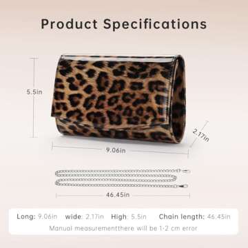 WALLYN'S Women Patent Leather Wallets Fashion Clutch Purses, Evening Bag Handbag Solid Color (Leopard Brown)