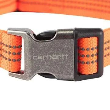 Carhartt Fully Adjustable Nylon Webbing Dog Collar, Reflective Stitching, Large