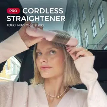 TYMO Cordless Hair Straightener Brush - Porta PRO for Travel, Ionic, Fast Charging, and Lightweight