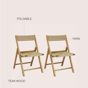 JONATHAN Y Kiawah Coastal Folding Chair Set of 2