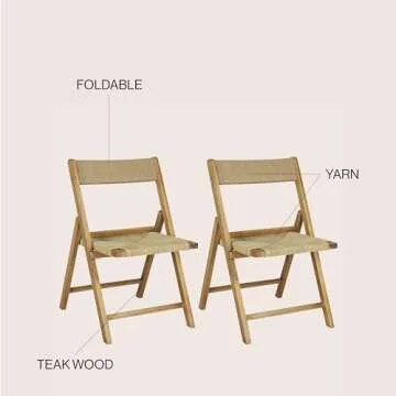 JONATHAN Y Kiawah Coastal Folding Chair Set of 2
