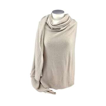 Jet&Bo 100% Pure Cashmere Lightweight Travel Wrap, Shawl & Scarf Beige, Storage Bag + Gift Box