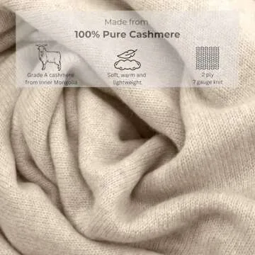 Jet&Bo 100% Pure Cashmere Lightweight Travel Wrap, Shawl & Scarf Beige, Storage Bag + Gift Box