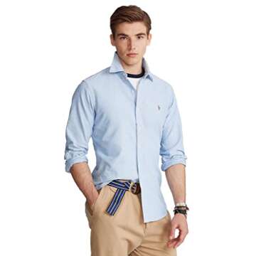 POLO RALPH LAUREN Men's Long Sleeve Oxford Button Down Shirt (XXL, BasicBlue)