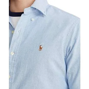 POLO RALPH LAUREN Men's Long Sleeve Oxford Button Down Shirt (XXL, BasicBlue)