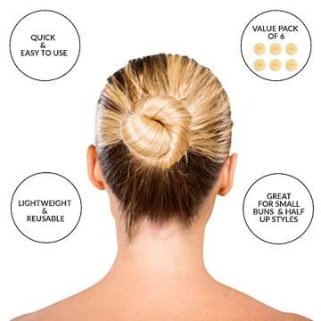 Styla Hair Small Donut Bun Maker for Kids' Ballet Buns, Sock Buns, and Easy Hairstyling (6pc Blonde ...