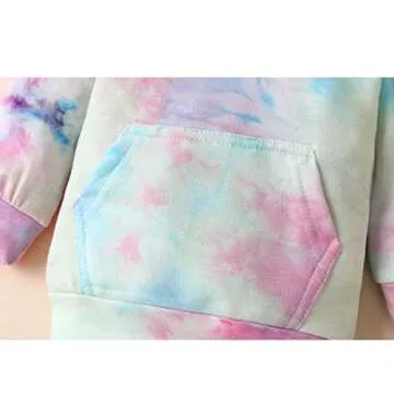 Newborn Infant Baby Girls Sweatshirts Tie Dye Sweatsuit Hoodies Tops Pants 2Pc Tracksuit Fall Winter Clothes Set (Green, 6-12 Months)