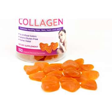 Collagen Gummies- Natural Marine Collagen for Women, and Men- Collagen Supplements for Skin Joint, Hair, Nails- Hydrolyzed Type 2 & 1 3- Replace Pills and Powders - No Gelatin, Kosher, Halal- 100 Ct.
